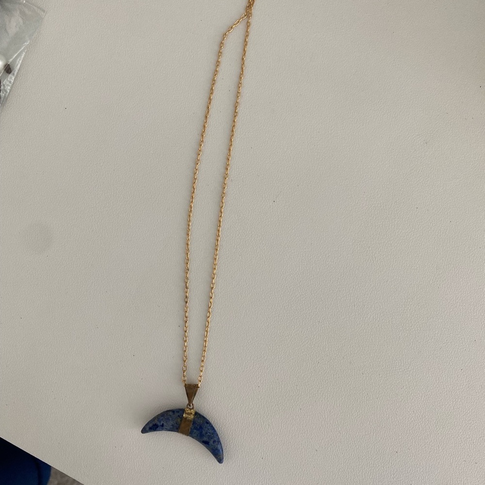 Navy shark tooth beach necklace